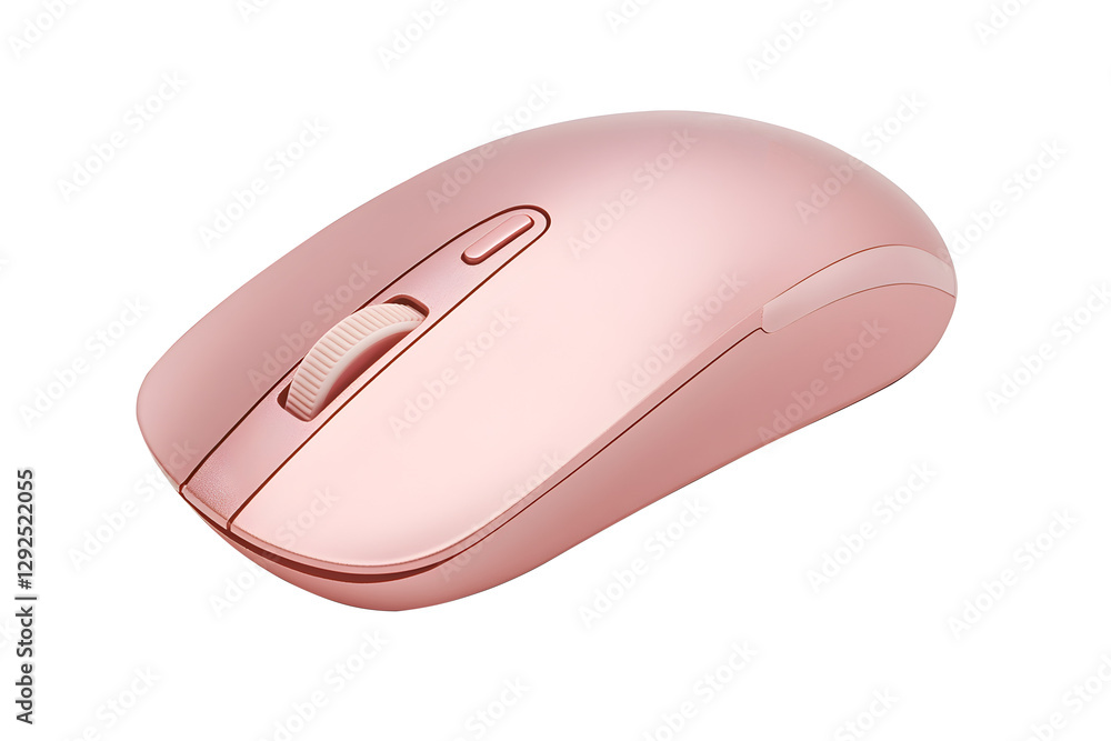 Poster pink wireless computer mouse on transparent background