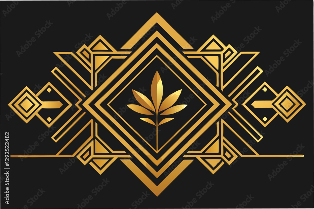 Poster intricate geometric design featuring golden motifs on a dark background ideal for modern decor and a