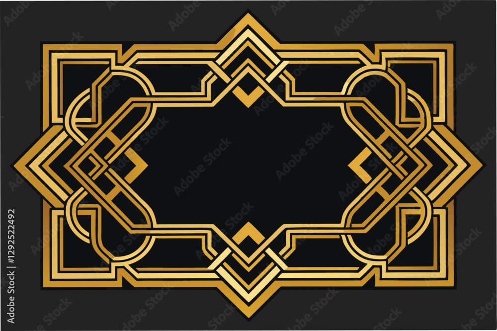 Poster intricate geometric design featuring golden motifs on a dark background ideal for modern decor and a