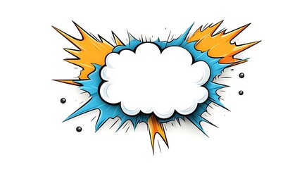 Obraz premium Dynamic Comic Book Speech Bubble Illustration: Blue and Orange Explosion Effect AI Generated