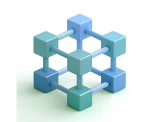 Obraz premium Financial inclusion, economy and technology : 3D icon of Blockchain technology, decentralized finance, secure transactions.