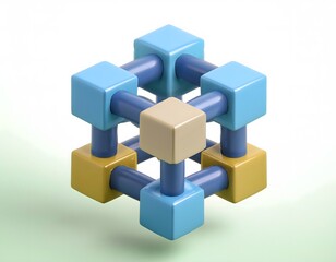 Obraz premium Financial inclusion, economy and technology : 3D icon of Blockchain technology, decentralized finance, secure transactions.