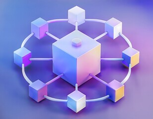 Obraz premium Financial inclusion, economy and technology : 3D icon of Blockchain technology, decentralized finance, secure transactions.