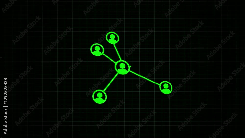 Poster network system, network connections with people icons and man icon animation. networking icon animat