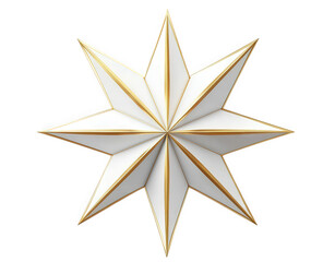 Obraz premium stylized. three-dimensional star with eight points. crafted in white with gold accents along the edges its geometric design suggests a decorative purpose. possibly for festive or artistic displays the