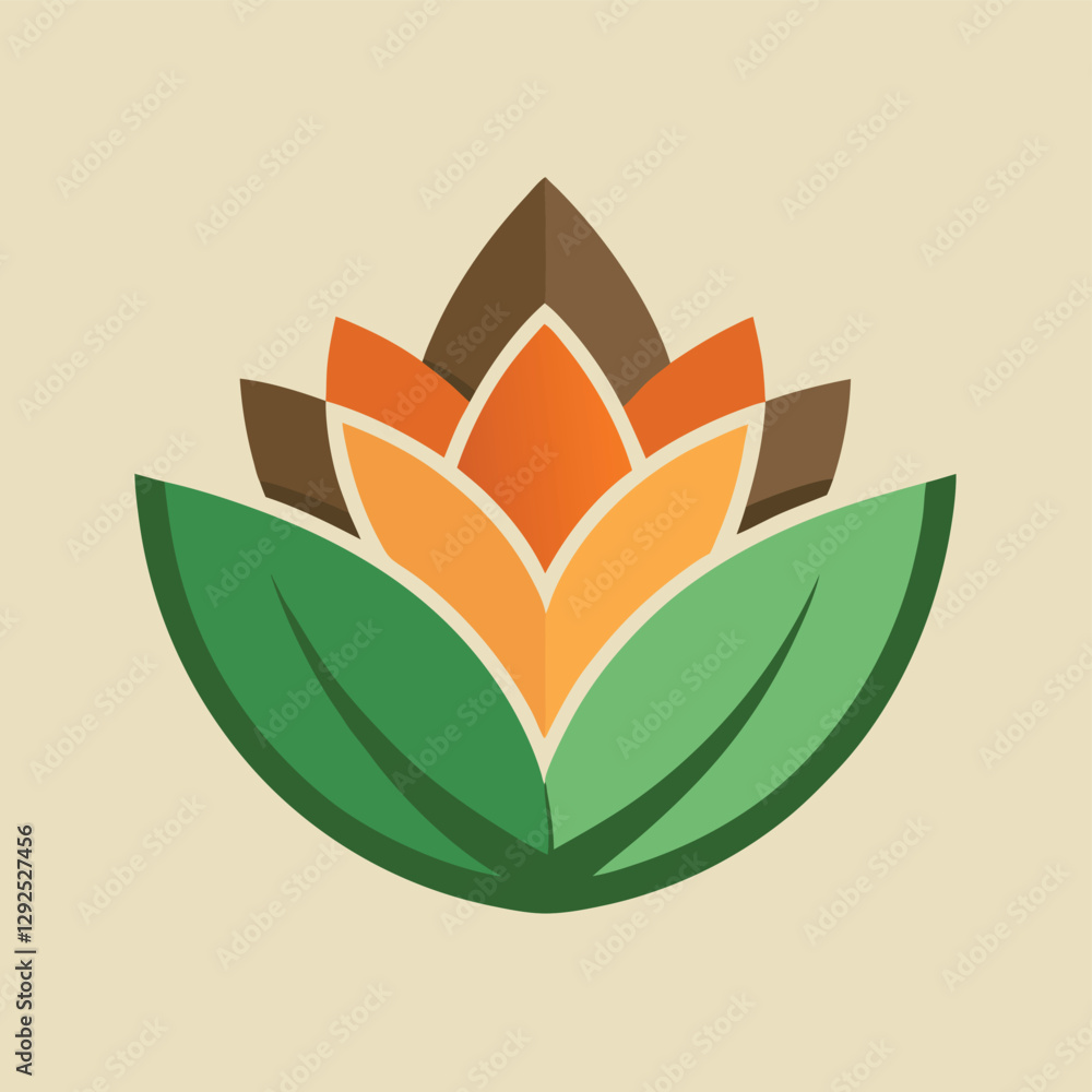 Poster stylized lotus flower design featuring bold colors and clean lines on a neutral background ideal for