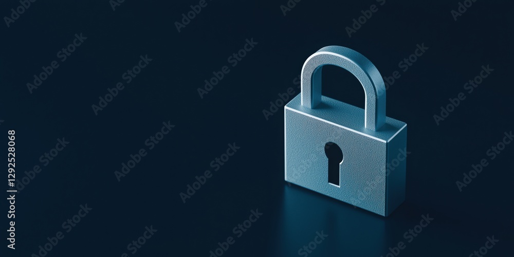 Aufkleber cybersecurity concepts. metal padlock on a dark background emphasizing security and protection.