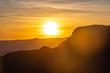 pôr do sol no povoado de São Jorge, cidade de Alto Paraiso de Goiás, Estado de Goiás, região...