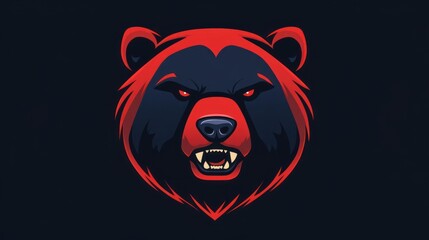 Aggressive bear head graphic design.