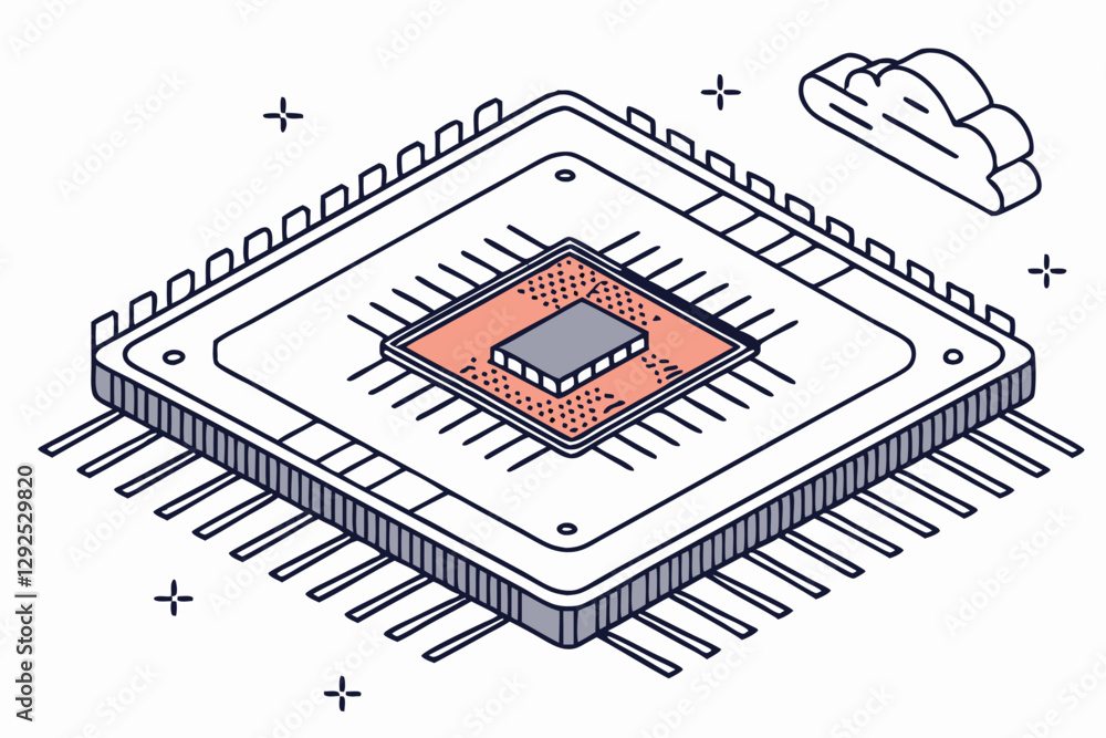 Fototapete modern computer chip design showcasing detailed circuits and connections in a digital format