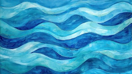 Obraz premium Abstract watercolor painting in shades of blue and aqua, reminiscent of ocean waves and flowing water