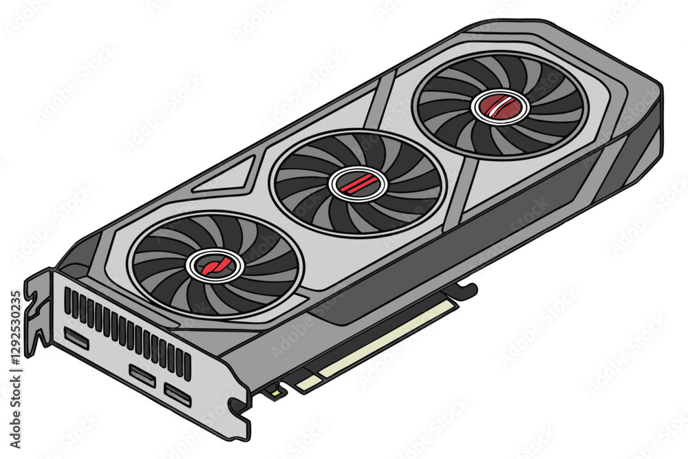 Poster high-performance graphics card featuring advanced cooling system and triple fan design for optimal g