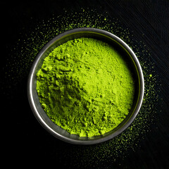 Close-up of Matcha Powder in a Tea Bowl 