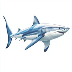 Obraz premium Realistic depiction of a shark showcasing detailed features and colors swimming in an ocean environment