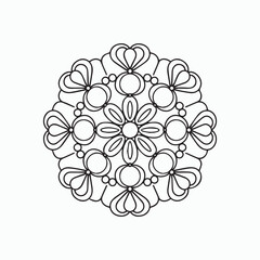 Hand-Drawn Floral Mandala Line Art – Printable Coloring Design