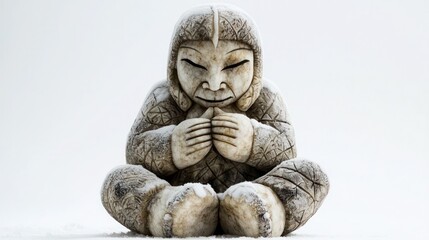 Obraz premium An Inuit deity, represented with natural motifs of snow and ice, on a white background.
