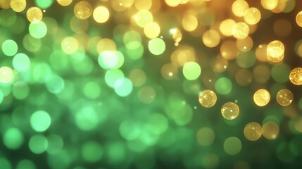 Obraz premium Green And Gold Bokeh Lights Abstract Background
