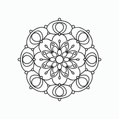 Hand-Drawn Floral Mandala Line Art – Printable Coloring Design