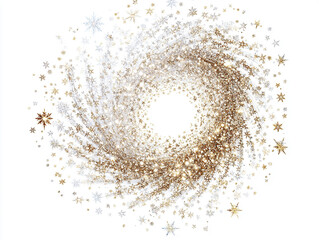 Golden and Silver Snowflakes Swirling Festive Winter Design Circular Frame Background