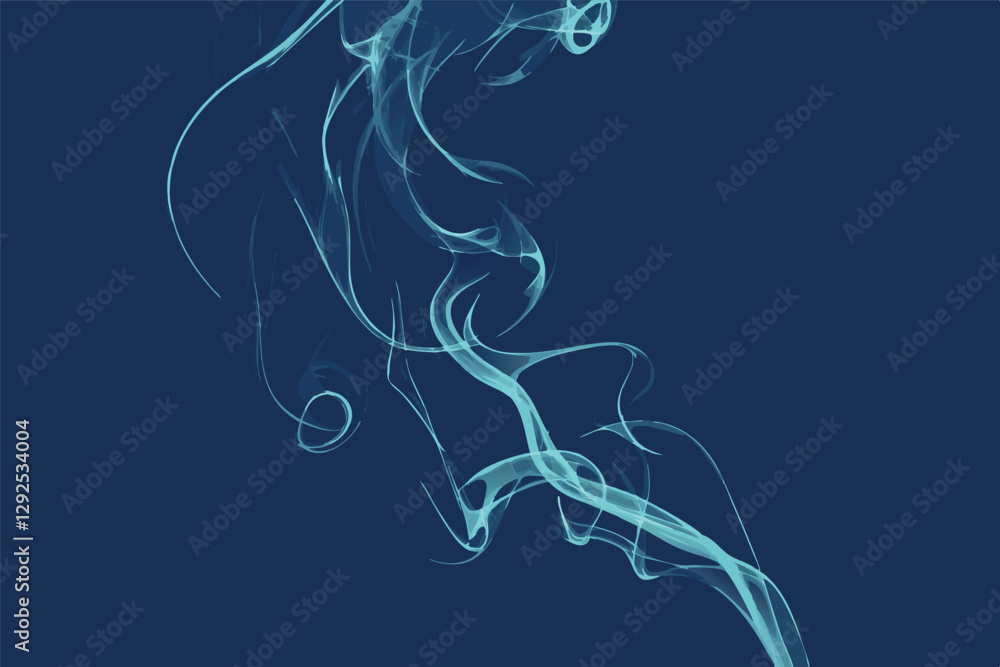 Poster Swirling blue smoke dances gracefully against a dark background creating an ethereal and calming ambiance in a minimalist design