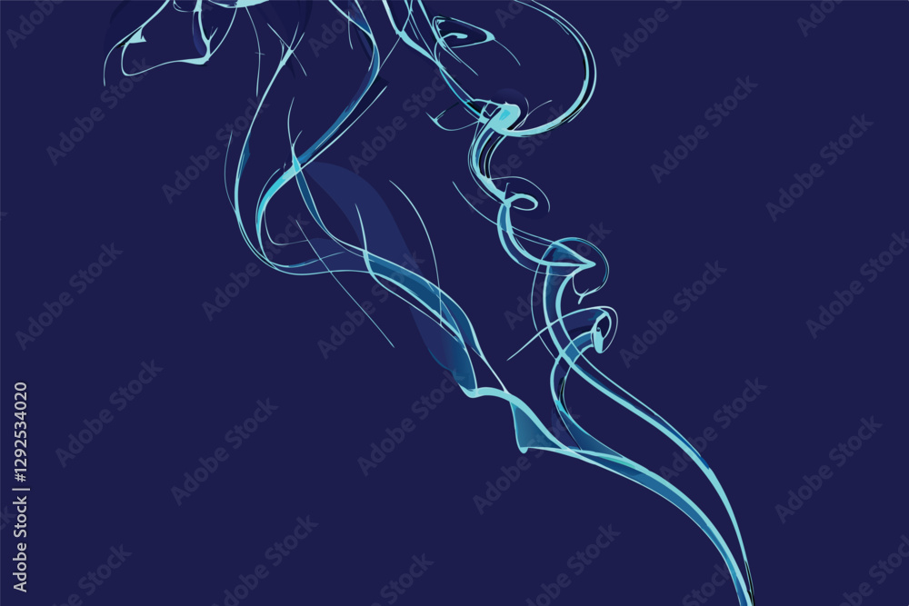 Aufkleber swirling blue smoke dances gracefully against a dark background creating an ethereal and calming amb