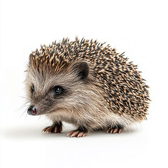 Obraz premium Adorable European Hedgehog Portrait, Close-Up Studio Shot on White Background, Wildlife Photography, Nature Image