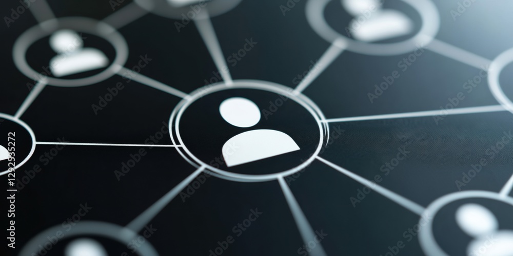 Poster virtual conference call concepts. network diagram showcasing user connections and relationships.