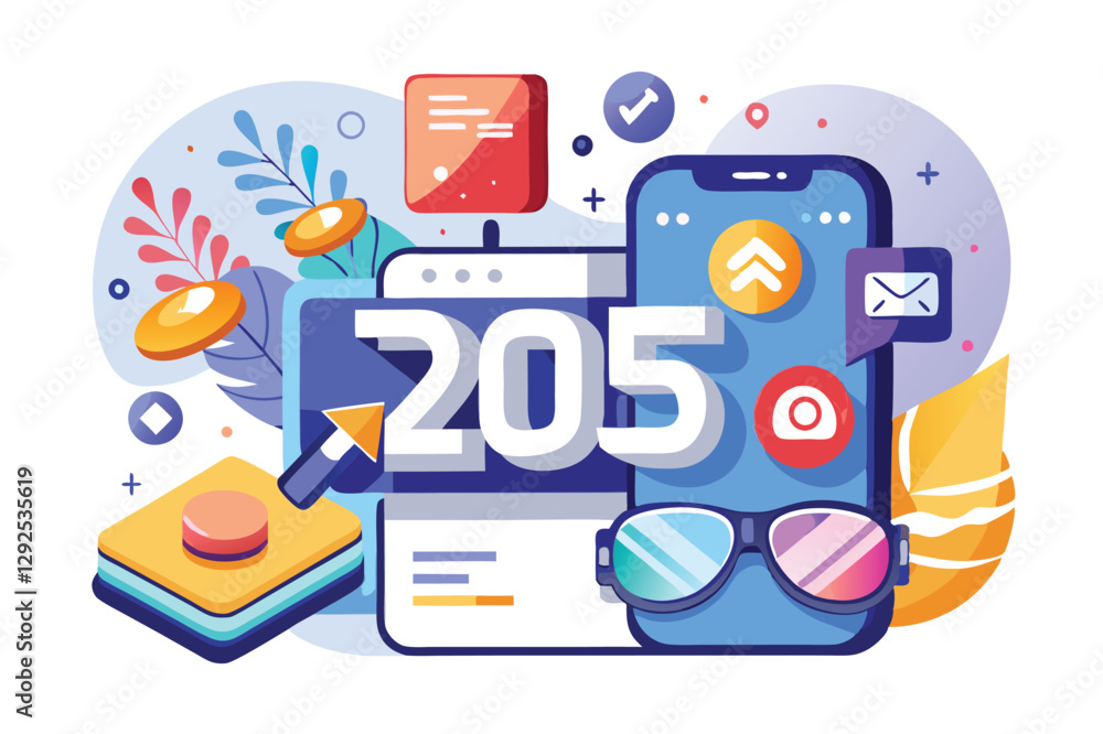 Leinwandbilder digital marketing concepts illustrated with vibrant graphics showcasing mobile applications and onli