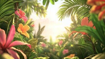Vibrant Tropical Flowers in Sunlight