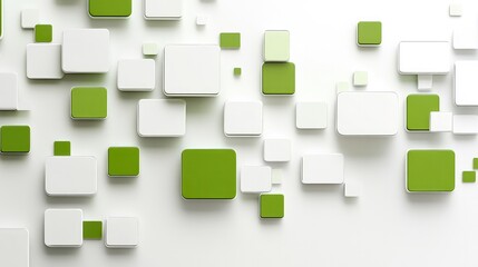 Minimalist White Background with Green Accents and Geometric Rectangular Elements in Flat Design