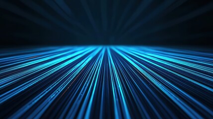 A dynamic image showcasing blue light rays converging in a dark space, creating an illusion of depth and movement.
