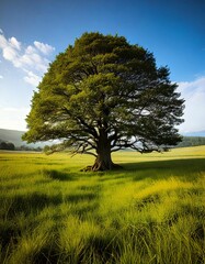 Fototapeta premium Big Tree in the Middle of Grassland