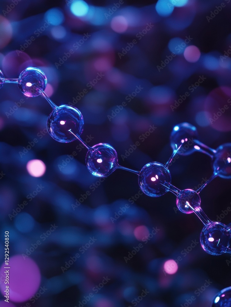 Poster Exploring the unique structural characteristics of botulinum toxin molecules in vibrant 3D rendering. Generative AI