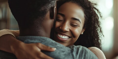 International couple celebrating successful visa sponsorship â€“ A happy couple embracing after a successful spousal visa approval
