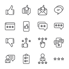 A set of icons for thumbs up, thumbs down, and stars