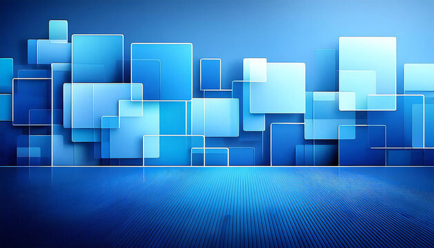 Abstract blue geometric shapes.Blue square layout background.