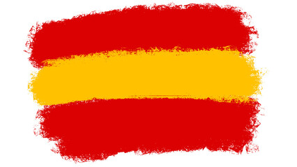 Paint brush textured stripes in spanish spain color flag colors  red, yellow on black background. Design element for Spain day celebrate. The concept of drawing, brushstroke, grunge, paint strokes, di