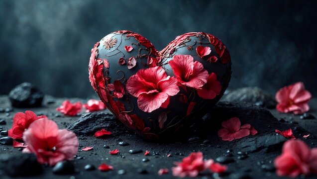 Emotional heart art capturing dark mood and depth