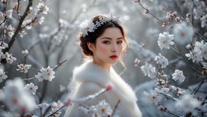 Ethereal beauty in a snowy winter landscape