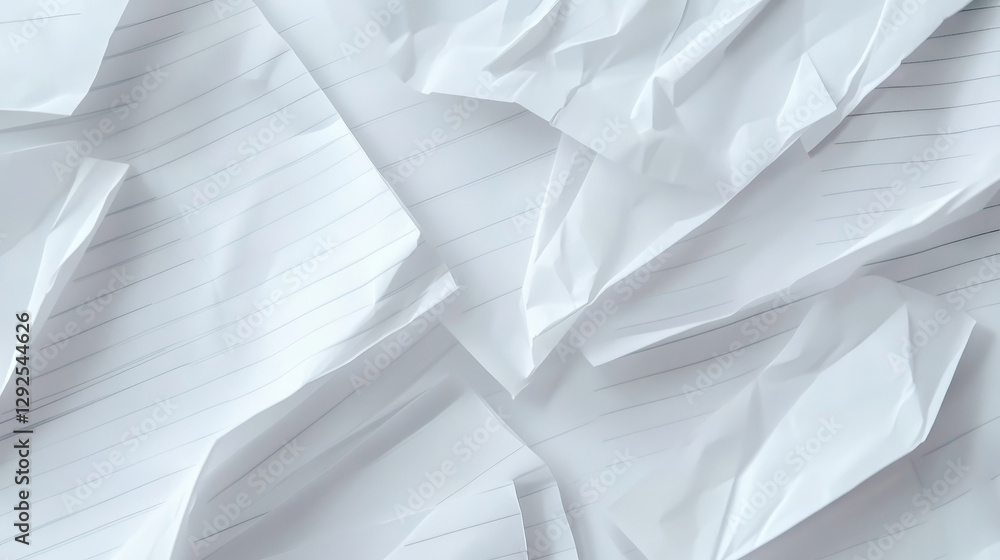 Aufkleber white old line pattern paper with wrinkle effect isolated on background. fold notebook page for note