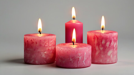 Pink candle isolated on white background
