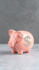 broken piggy bank symbolizes economic crisis and financial struggles