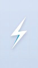  A sleek abstract lightning bolt logo, with blue and white colors on a transparent background, ideal for a tech or electric