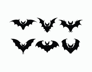Eerie Bat Silhouette Halloween Collection Isolated Template