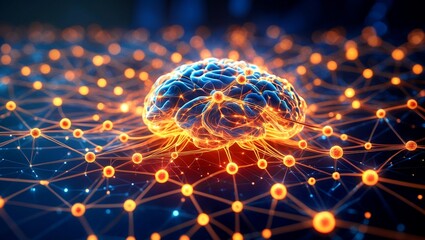 Intricate neural network illuminated with glowing details