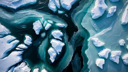 Nature's abstract symphony of ocean and ice patterns