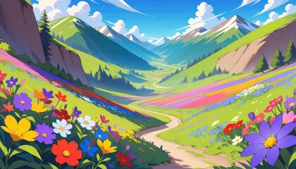 Fototapeta premium landscape with flowers