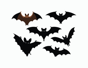 Fototapeta premium Simple Halloween Bat Silhouette Collection Isolated Template