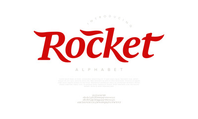 Rocket typography beauty fashion elegant minimalist serif italic fonts decorative wedding vintage retro logos. Minimal luxury font alphabet logo. Vector illustration