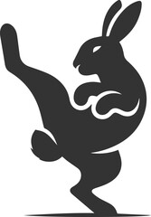 Rabbit kicking its legs back playfully animal vector silhouette
